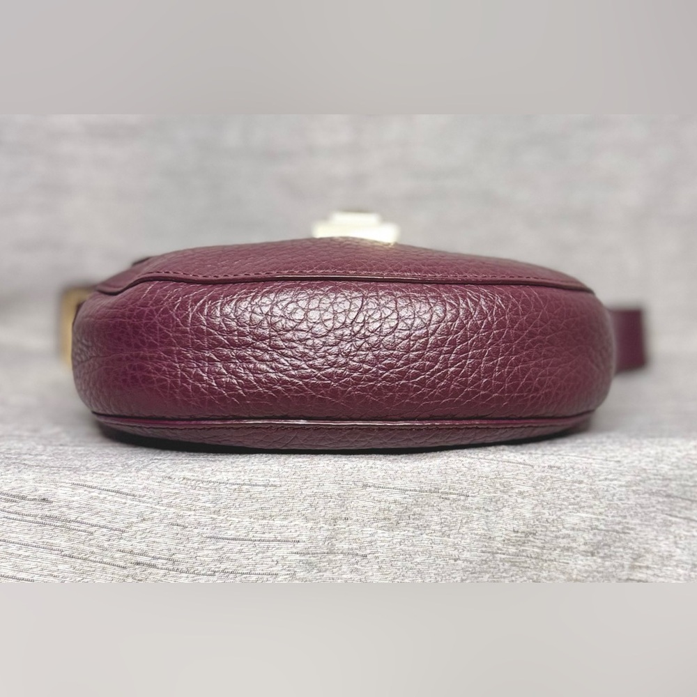 Furla Purple Leather Saddle Crossbody Bag - 7.5" x 6.5 - “Bordeaux” Mini Glenn - Picture 6 of 13
